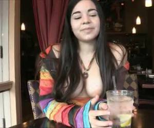 Shy sexy teen shows her beautiful boobs for the camera